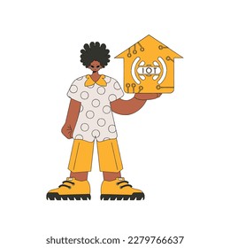 He grasps the Internet of Things emblem in his palms.