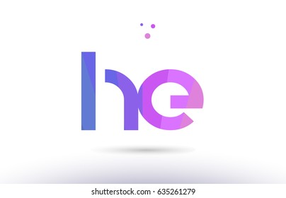 he h e alphabet letter purple pink magenta blue colorful creative colors text dots creative company logo vector icon design template