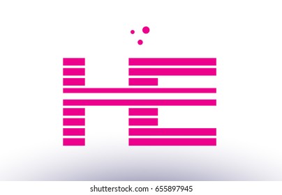 he h e alphabet letter logo pink purple line stripe company design template creative abstract vector