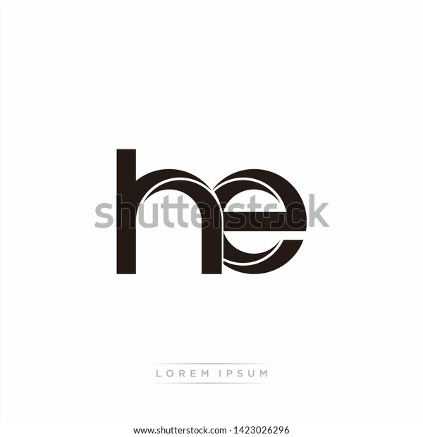 He H E Initial Letter Split Stock Vector (Royalty Free) 1423026296