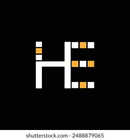 HE H E Letter Logo with Creative Shadow Cut Design.