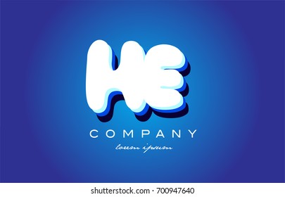 HE H E letter logo combination alphabet vector creative company icon design template modern blue white 3d