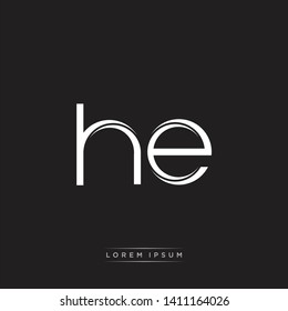 he h e logo. Initial Letter Split Lowercase text 