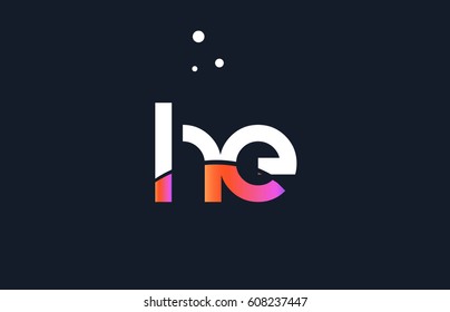 he h e  pink modern creative purple alphabet white blue gradient company letter logo design vector icon template