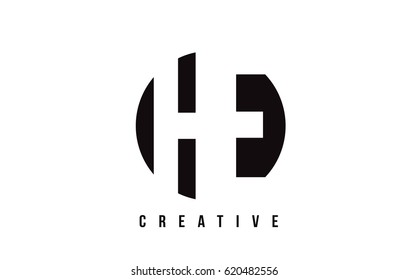 HE H E White Letter Logo Design with Circle Background Vector Illustration Template.