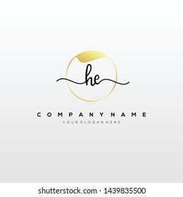 HE handwriting initial logo template vector.