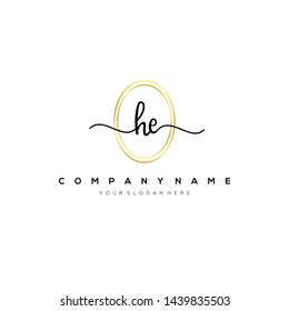 HE handwriting initial logo template vector.