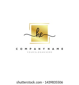 HE handwriting initial logo template vector.