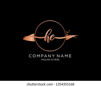 HE handwriting initial  logo vector