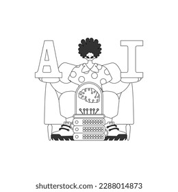 He has AI in his grasp a representation of AI in linear vector form