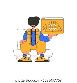 He has the logo for the internet of things in his grasp.