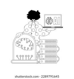 He has a vector linear style AI model clasped in his grip