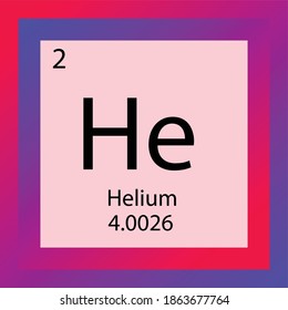 He Helium Chemical Element Periodic Table. Single element vector illustration, Noble gases element icon with molar mass and atomic number for laboratory, science or chemistry education.