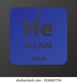 He Helium Noble gas Chemical Element vector illustration diagram, with atomic number and mass. Simple gradient flat design for education, lab, science class.
