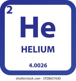 He Helium Noble gas Chemical Element vector illustration diagram, with atomic number, mass and electron configuration. Simple outline flat hexagon design for education, lab, science class.
