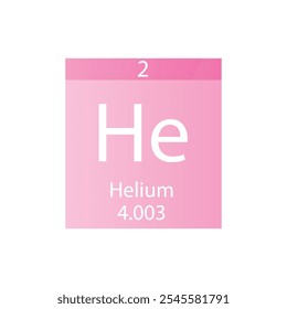 Tabela Periódica do Elemento Químico Hélio Nobre. Simples ilustração de vetor quadrado plano, simples ícone de estilo limpo com massa molar e número atômico para Lab, ciência ou classe de química.