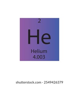 Tabela Periódica do Elemento Químico Hélio Nobre. Simples ilustração de vetor quadrado plano, simples ícone de estilo limpo com massa molar e número atômico para Lab, ciência ou classe de química.