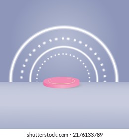 he highlight is the. podium display for product presentation branding and packaging presentation.geometric background minimal abstract .3d podium.square neon.pink grey