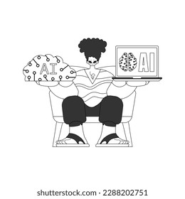 He holds a linear vector AI model in his hands