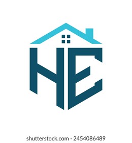 HE House Logo Design Template. Letter HE Logo for Real Estate, Construction or any House Related Business