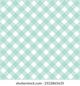 A imagem mostra um padrão clássico de gingham xadrez em azul-petróleo suave e branco. O design consiste em linhas diagonais que formam quadrados espaçados uniformemente, criando uma grade simétrica. Este pa