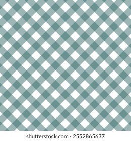 A imagem mostra um padrão clássico de gingham xadrez em azul-petróleo suave e branco. O design consiste em linhas diagonais que formam quadrados espaçados uniformemente, criando uma grade simétrica. Este pa