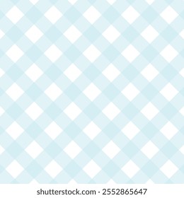 A imagem mostra um padrão clássico de gingham xadrez em azul-petróleo suave e branco. O design consiste em linhas diagonais que formam quadrados espaçados uniformemente, criando uma grade simétrica. Este pa