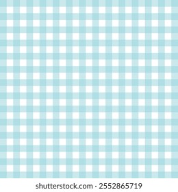 A imagem mostra um padrão clássico de gingham xadrez em azul-petróleo suave e branco. O design consiste em linhas diagonais que formam quadrados espaçados uniformemente, criando uma grade simétrica. Este pa