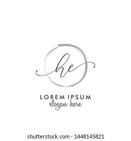 HE Initial beauty monogram logo vector