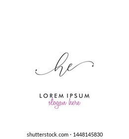 HE Initial beauty monogram logo vector