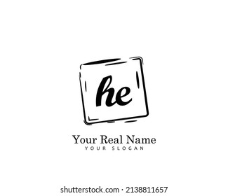 HE Initial Beauty-Monogramm-Logo, Vektorgrafik