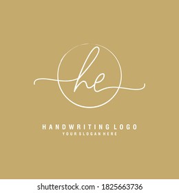 HE Initial Handschrift Logo Vorlage Vektorgrafik
