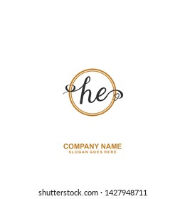 HE Initial handwriting logo vector