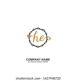 HE Initial handwriting logo vector