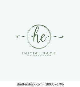 HE Initial handwriting logo vector
