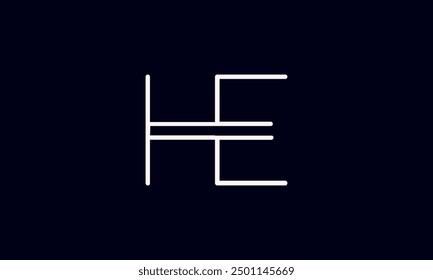 HE initial letter logo design. HE logo design vector in black background.