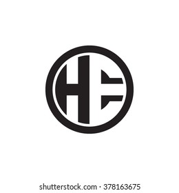 HE initial letters circle monogram logo