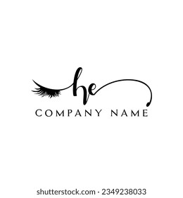 HE initial Logo lash logo eyelash vector modern