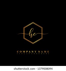 HE Initial luxury handwriting logo vector