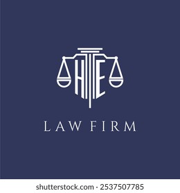 HE initial monogram for lawfirm logo with scales vector image