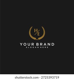 HE Anfangsbuchstabe des Monogramms für Ihr Markenlogo mit Blattbilddesign
