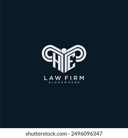 HE initial monogram logo lawfirm with pillar design