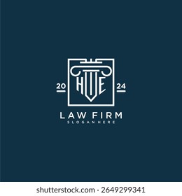 HE initial monogram logo for lawfirm with pillar design in creative square