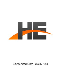 HE initial overlapping swoosh letter logo black orange