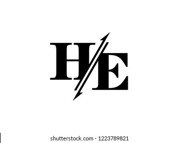 HE initials logo sliced