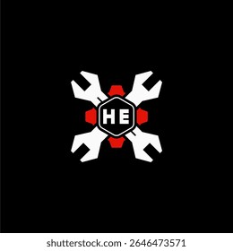 HE Initials Vektor Stok Otomotif Logo Design
