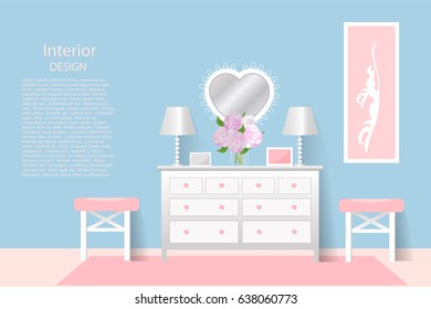 he interior of the bedroom. vector illustration.