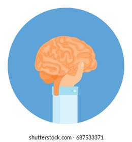 He keeps brains in his hand, he teaches a stupid mind. Vector illustration.