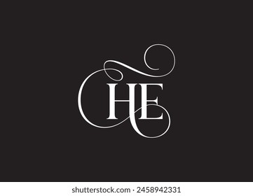 HE latter ligature typography logo design template