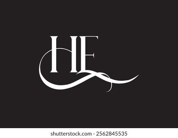 HE latter ligature typography logo design template
